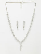 NVR Women's Silver-Plated CZ-Studded Brass Handcrafted Jewellery Set