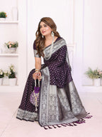 Aastha Fashion Purple Georgette Silk Zari Weaving Saree - Distacart