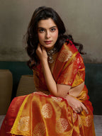 Shree Shyam Fashion Orange Tissue Silk Saree - Distacart