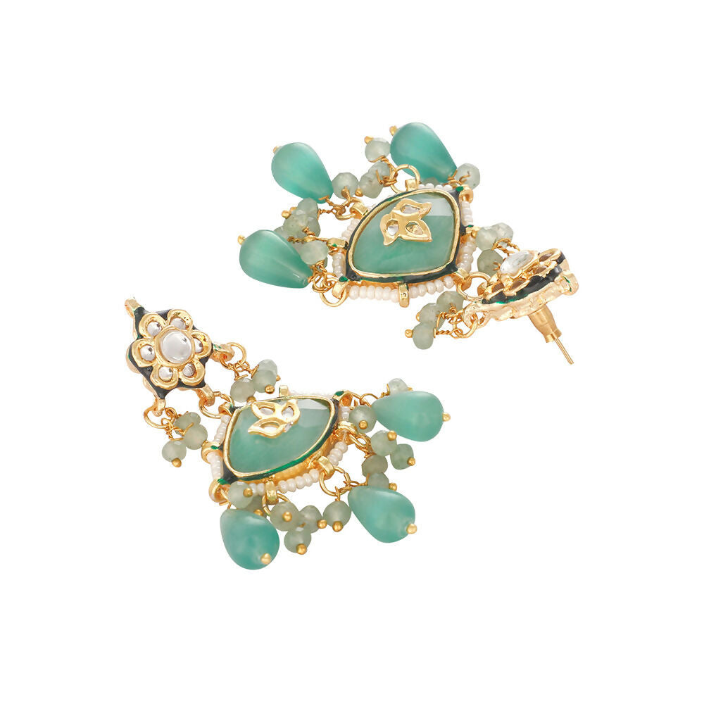 Nuyug 22K Gold Plated Lush Green Maang Tikka & Earrings Set - Distacart