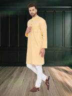 Even Apparels Men's Pure Cotton Yellow Kurta