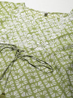 Yufta Women Lime Green Printed Kaftan Kurta