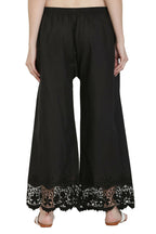 PAVONINE Black Color Chikankari Lace Scalloped Hem Cotton Fabric Sharara - Distacart