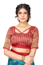 Vamika Sky Blue Printed Art Silk Saree