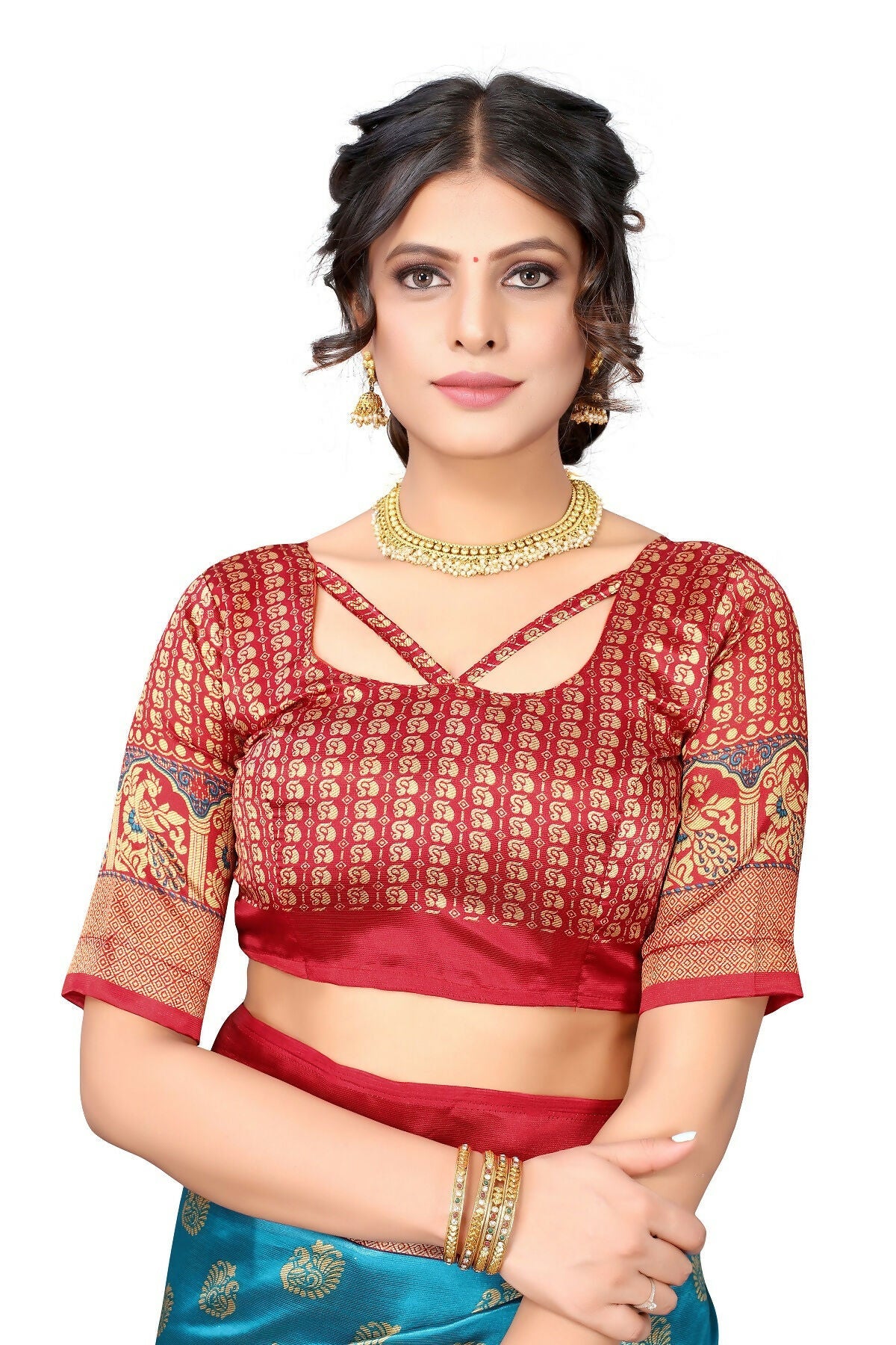 Vamika Sky Blue Printed Art Silk Saree