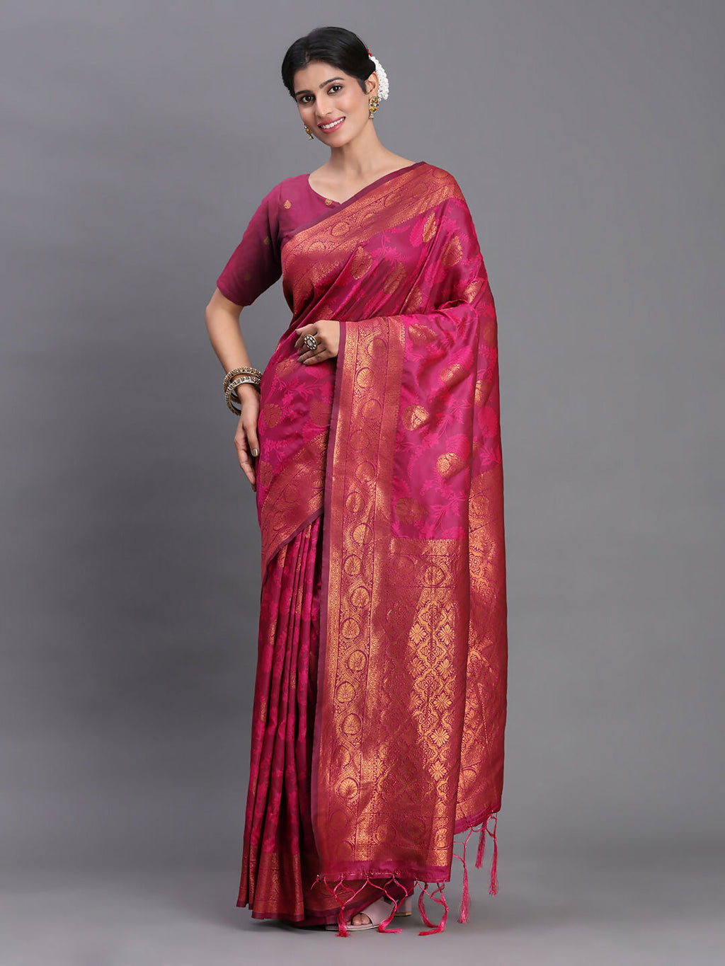 Shree Shyam Fashion Silk Pink Saree - Distacart