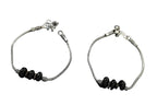 Mominos Fashion Kamal Johar Oxidised Plain Silver With Black Beads Anklets
