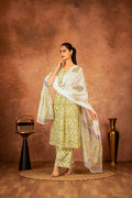 Joban Fashion Yellow Hand Block Printed Cotton Suit Set - Distacart