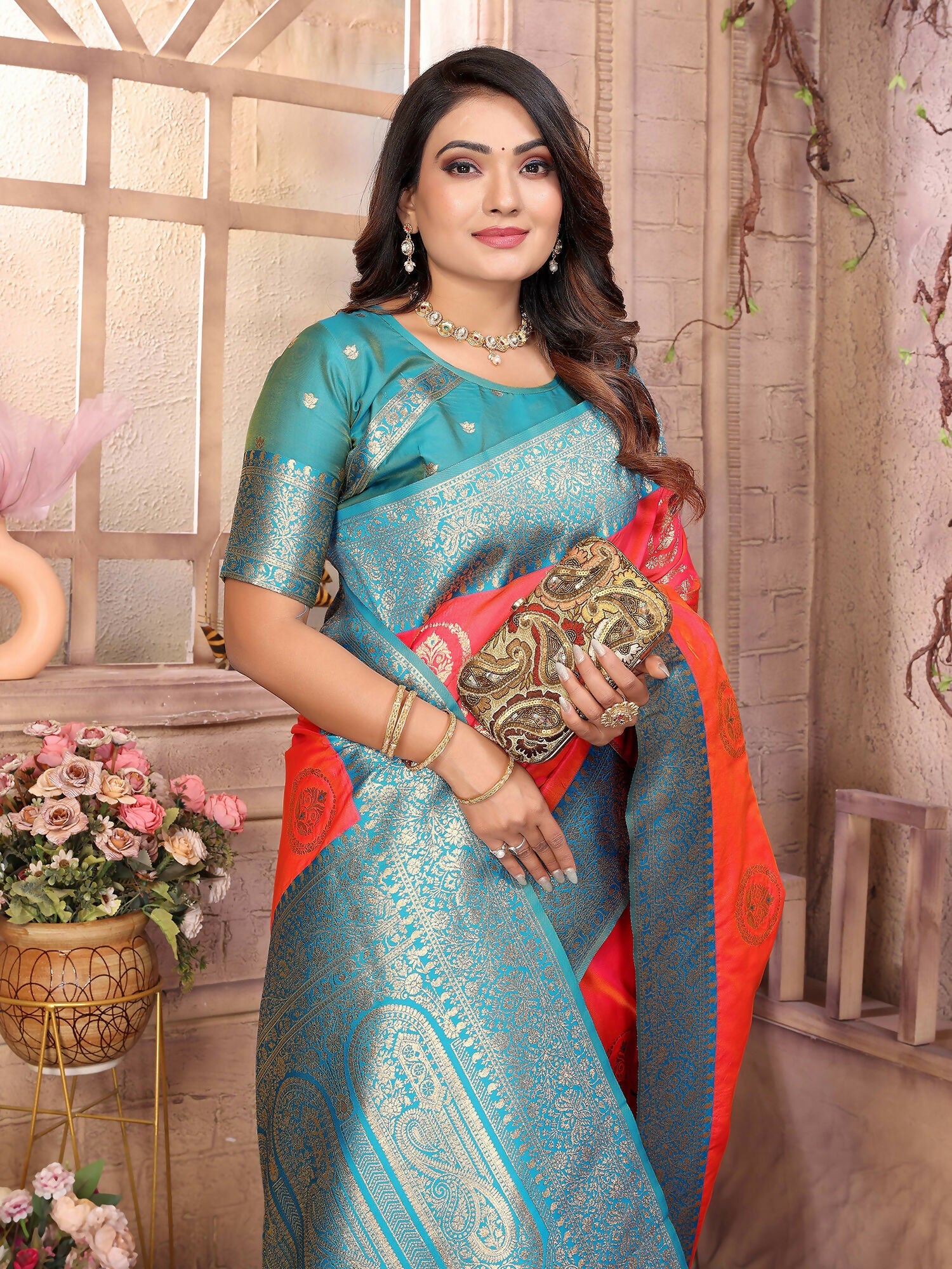 Joban Fashion Pink Banarasi Soft Silk Woven Saree - Distacart