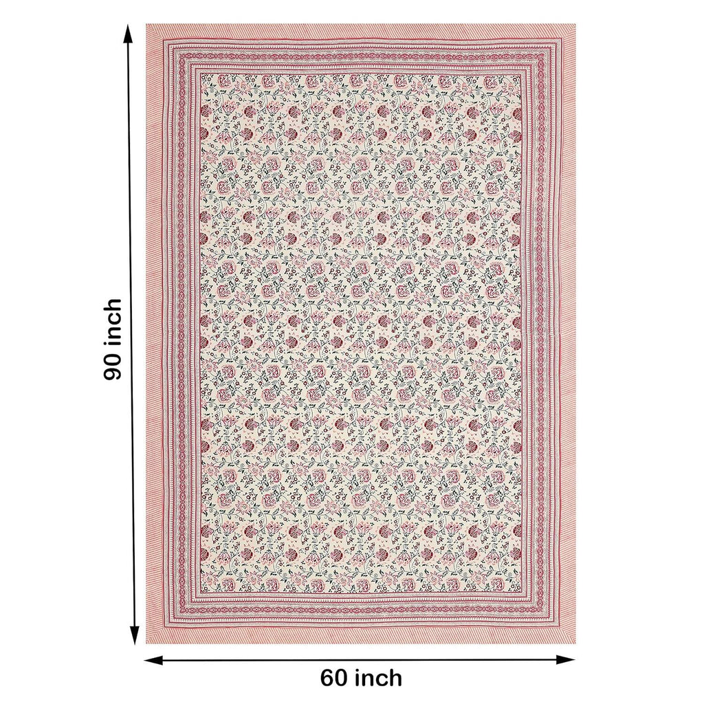 Blocks Of India Hand Block Printed Cotton Rectangular Table Cloth - Pink Kalamkari