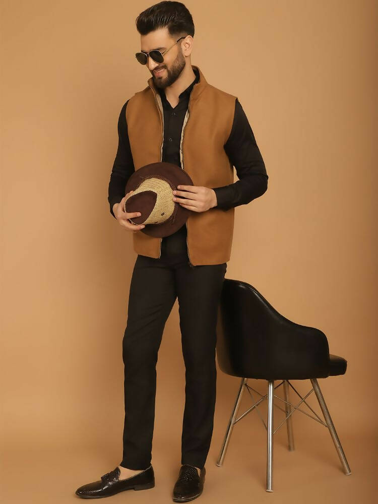 Even Apparels Pure Wool Nehru Jacket - Beige