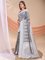 Shree Shyam Fashion Varnika Grey Linen Cotton Saree