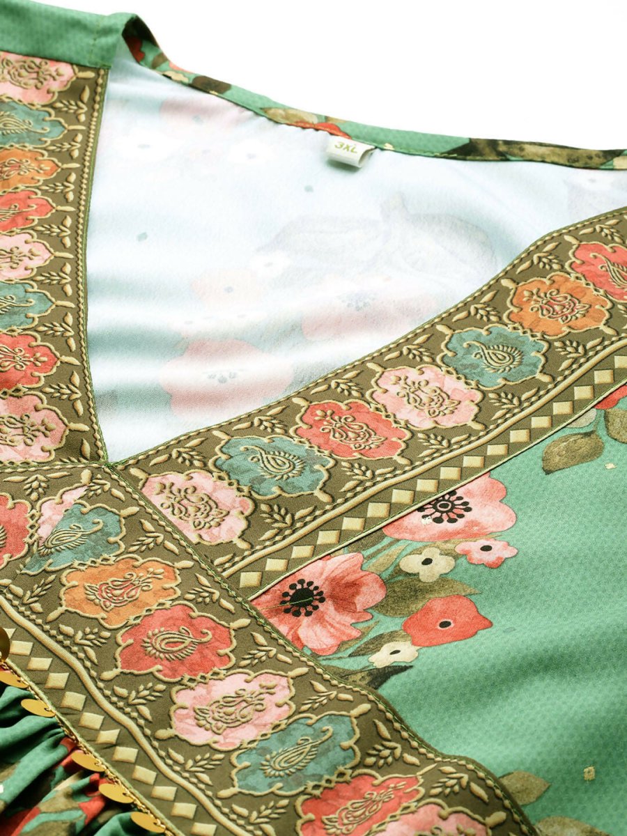 Ahalyaa Women's Traditional wear Ethnic Dress - Green - Distacart