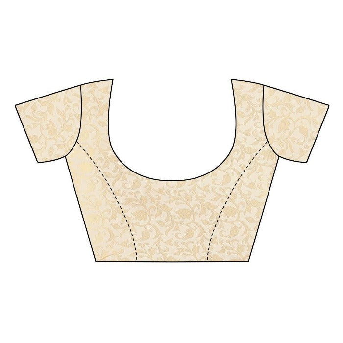 Vamika Chanderi Cotton Foil Print Cream Blouses