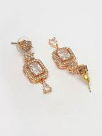 NVR Women's Gold-Polished American Diamond Studded Handcrafted Jewellery Set