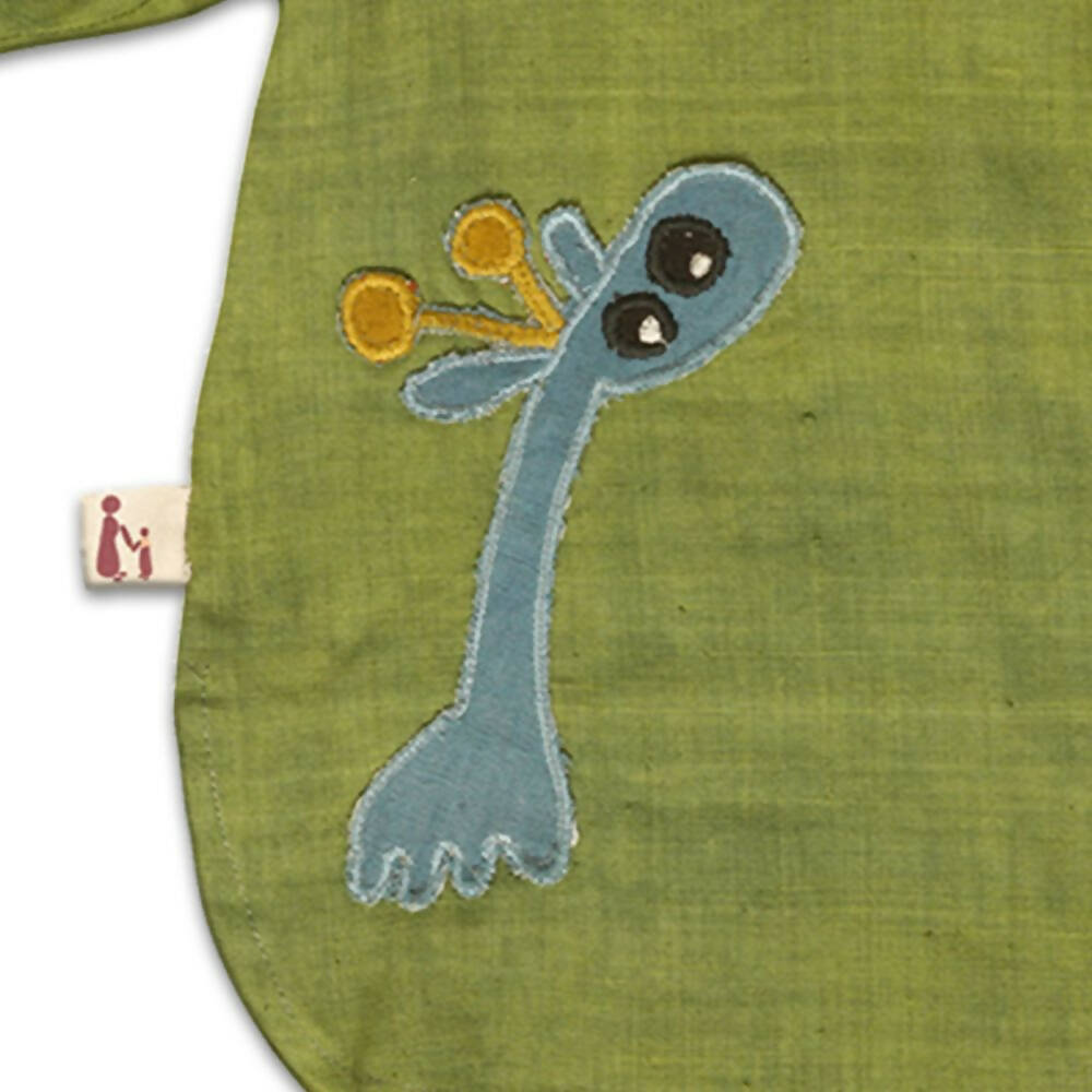 Mhyssa Tick Tock Round Neck Half Sleeve Green T-shirt With Full Length Yellow Pant Set For Kids