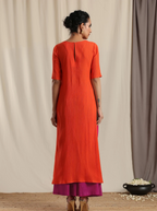 trueBrowns Orange Crinkle Slit Kurta Pant Set Relove - Distacart