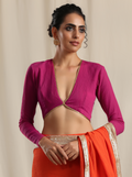 trueBrowns Pink Crinkle Gota Blouse