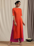 trueBrowns Orange Crinkle Slit Kurta Pant Set Relove - Distacart