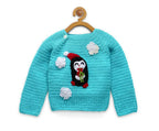 Chutput Kids Blue Coloured Solid Pullover with Penguin Applique Detail