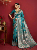 Shree Shyam Fashion Sea Green Silk Blend Saree - Distacart