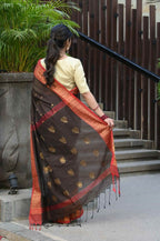 Beatitude Brown Cotton Banarasi Saree