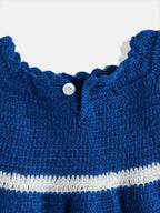 ChutPut Hand knitted Crochet Wool Queen Dress For Baby Girls - Blue