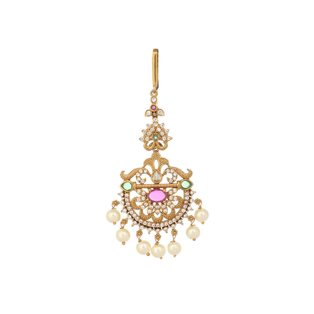 Nuyug 18K Gold Plated Ethereal Gulabi Stone Maang Tikka - Distacart