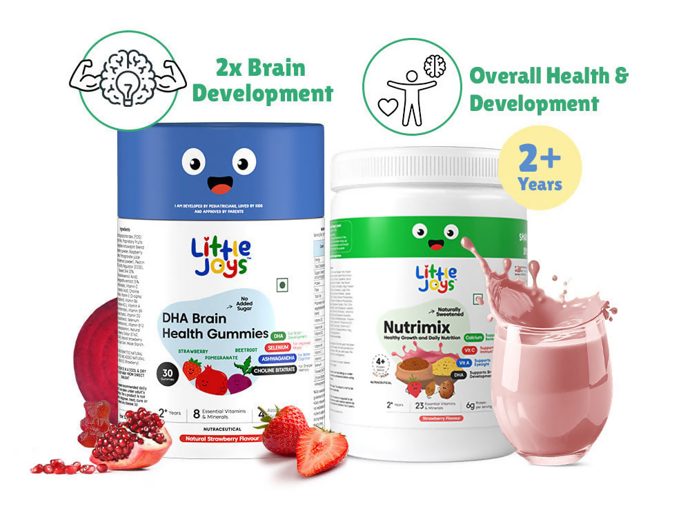 Little Joys DHA Brain Health Gummies & Nutrimix Development Kit Strawberry 2+Years - Distacart