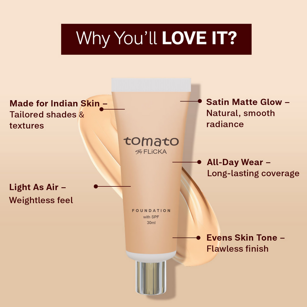 Flicka Cosmetics Tomato Moisturizing Lightweight & Long Lasting Liquid Foundation Walnut 04 - Distacart