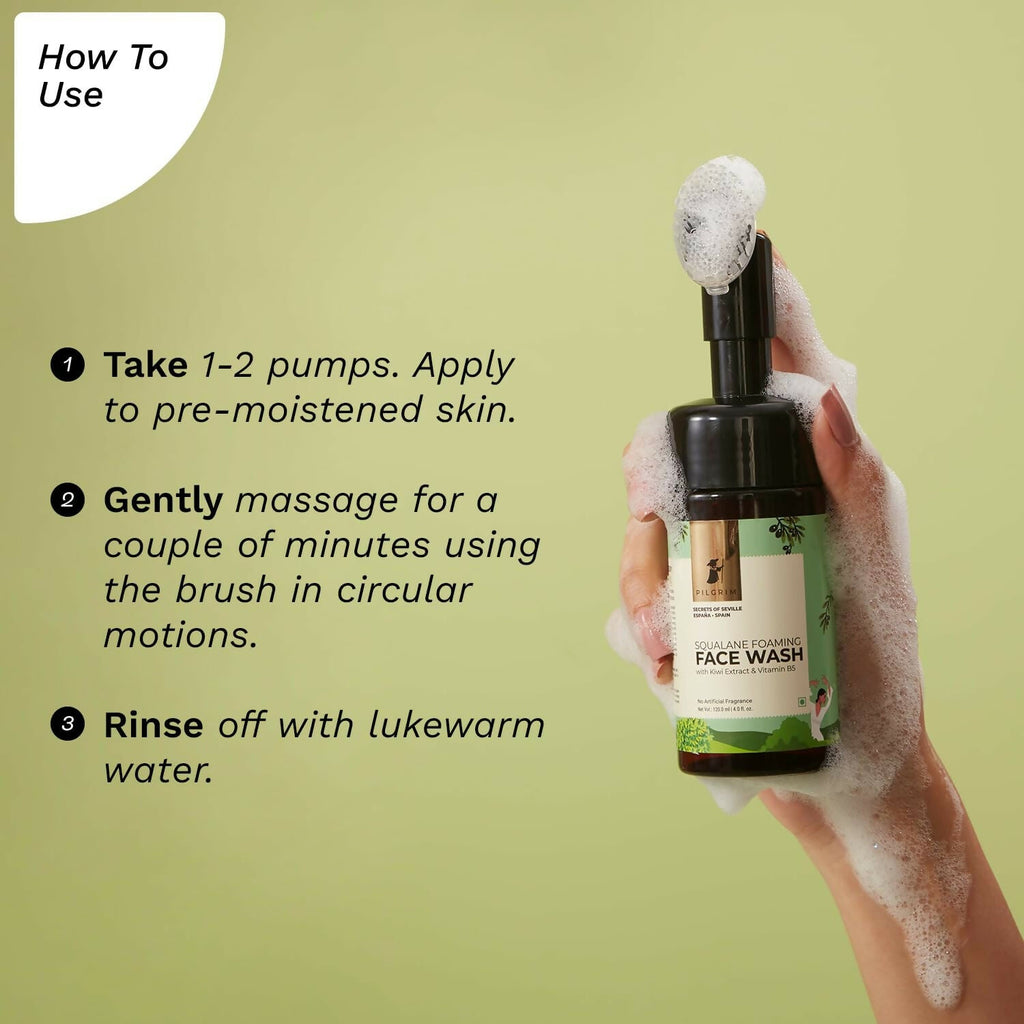 Pilgrim Spanish Foaming Face Wash With Kiwi Extracts & Aloe For Skin Hydration - Distacart