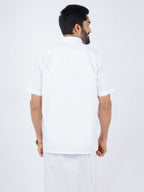 Ramraj Cotton Mens Half Sleeve Formal 100 % Cotton White Shirt