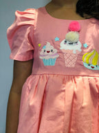 ArthLife Peach Ice Cream Embroidered Dress