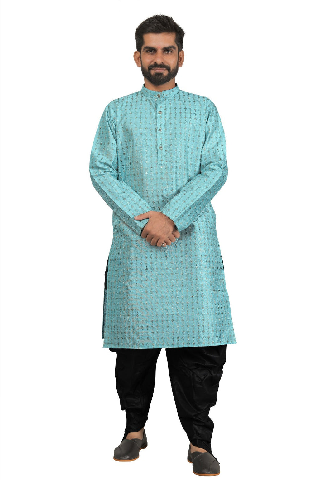 DEIANA'S Fancy Black Dhoti Embroidery kurta Set For Men's (Sky Blue)
