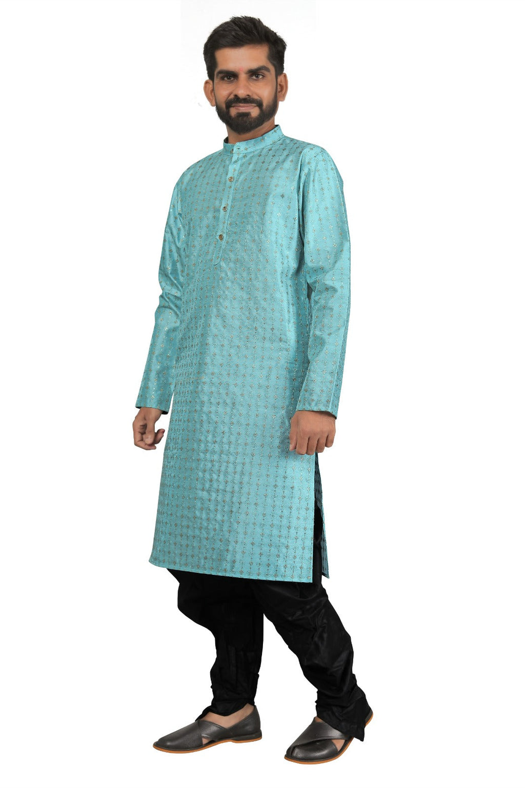 DEIANA'S Fancy Black Dhoti Embroidery kurta Set For Men's (Sky Blue)