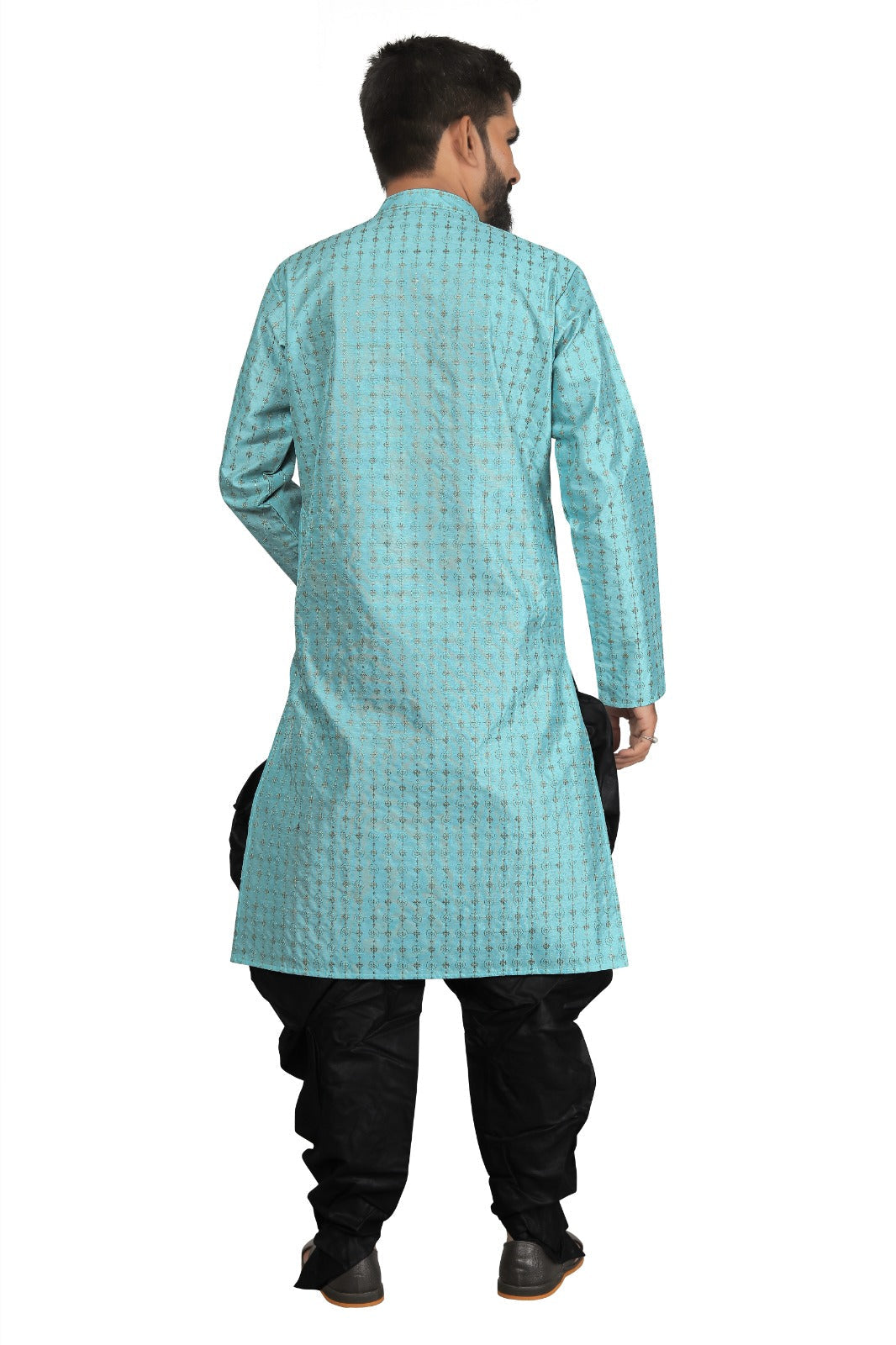 DEIANA'S Fancy Black Dhoti Embroidery kurta Set For Men's (Sky Blue)