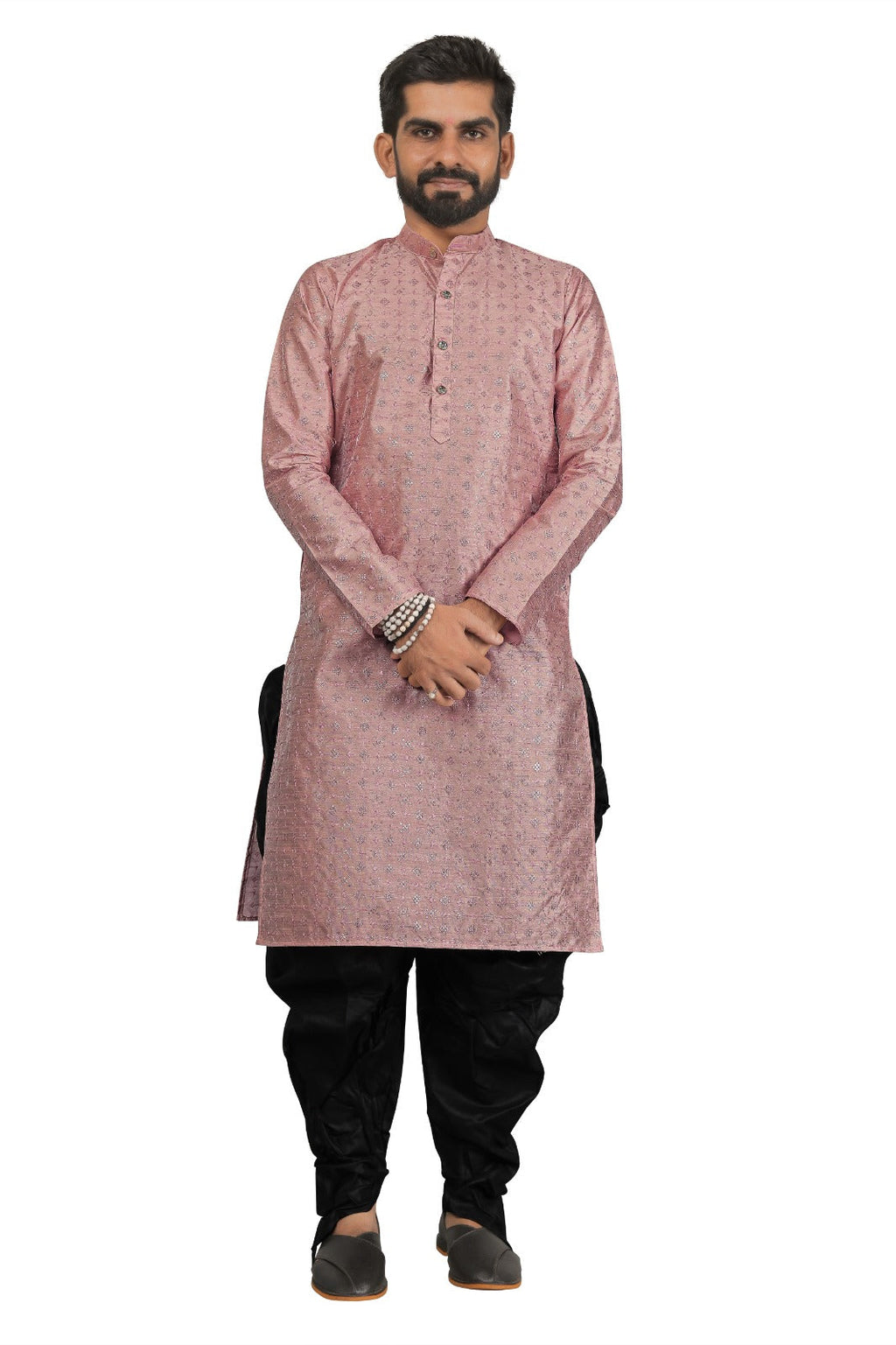 DEIANA'S Fancy Black Dhoti Embroidery kurta Set For Men's (Peach)