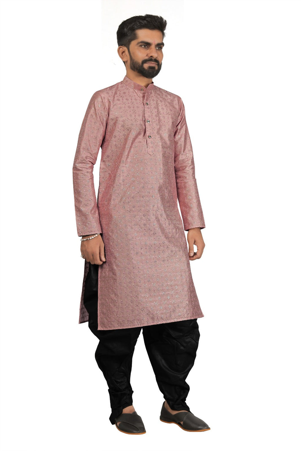 DEIANA'S Fancy Black Dhoti Embroidery kurta Set For Men's (Peach)
