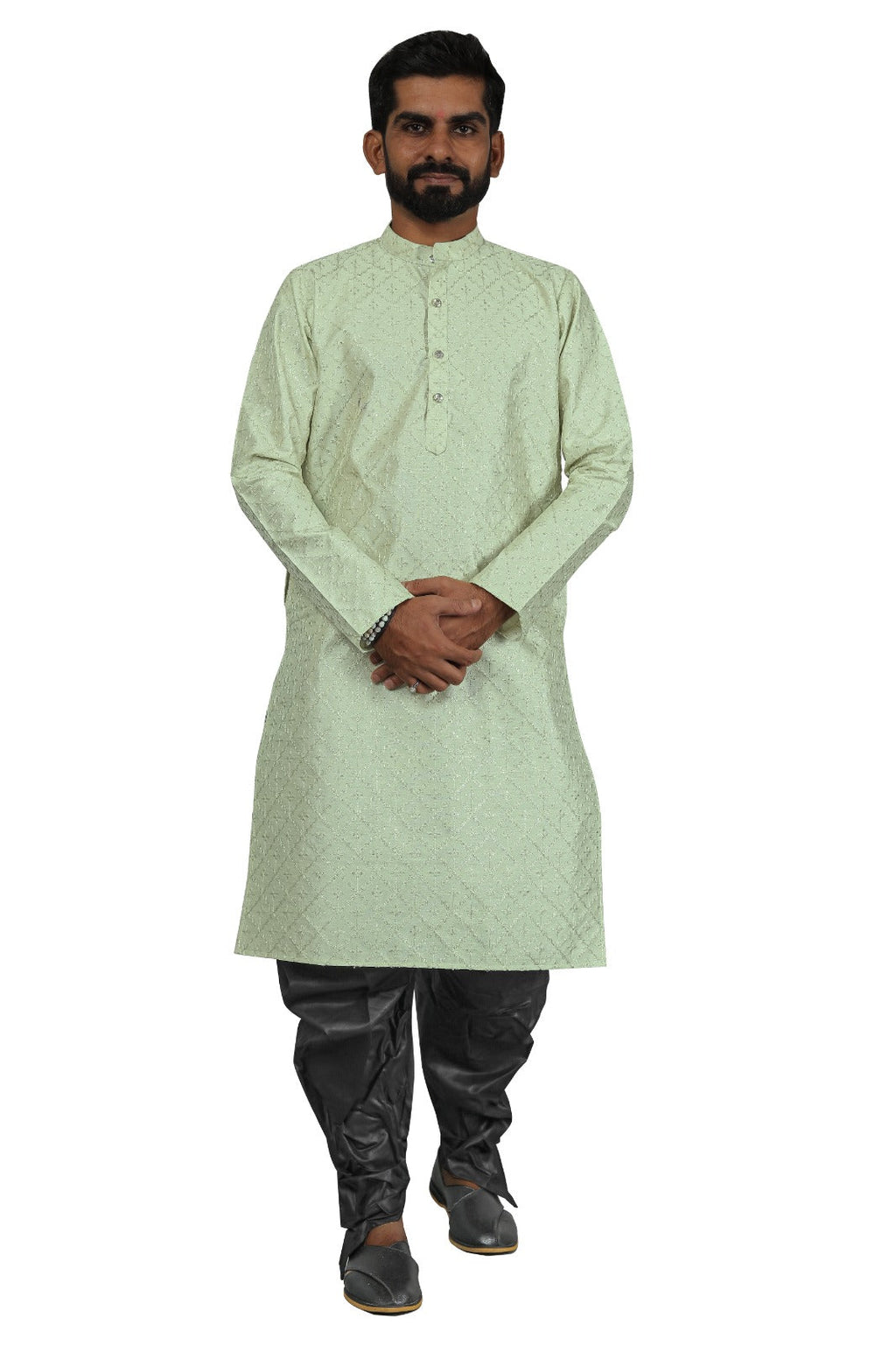 DEIANA'S Fancy Black Dhoti Embroidery kurta Set For Men's (Pista)