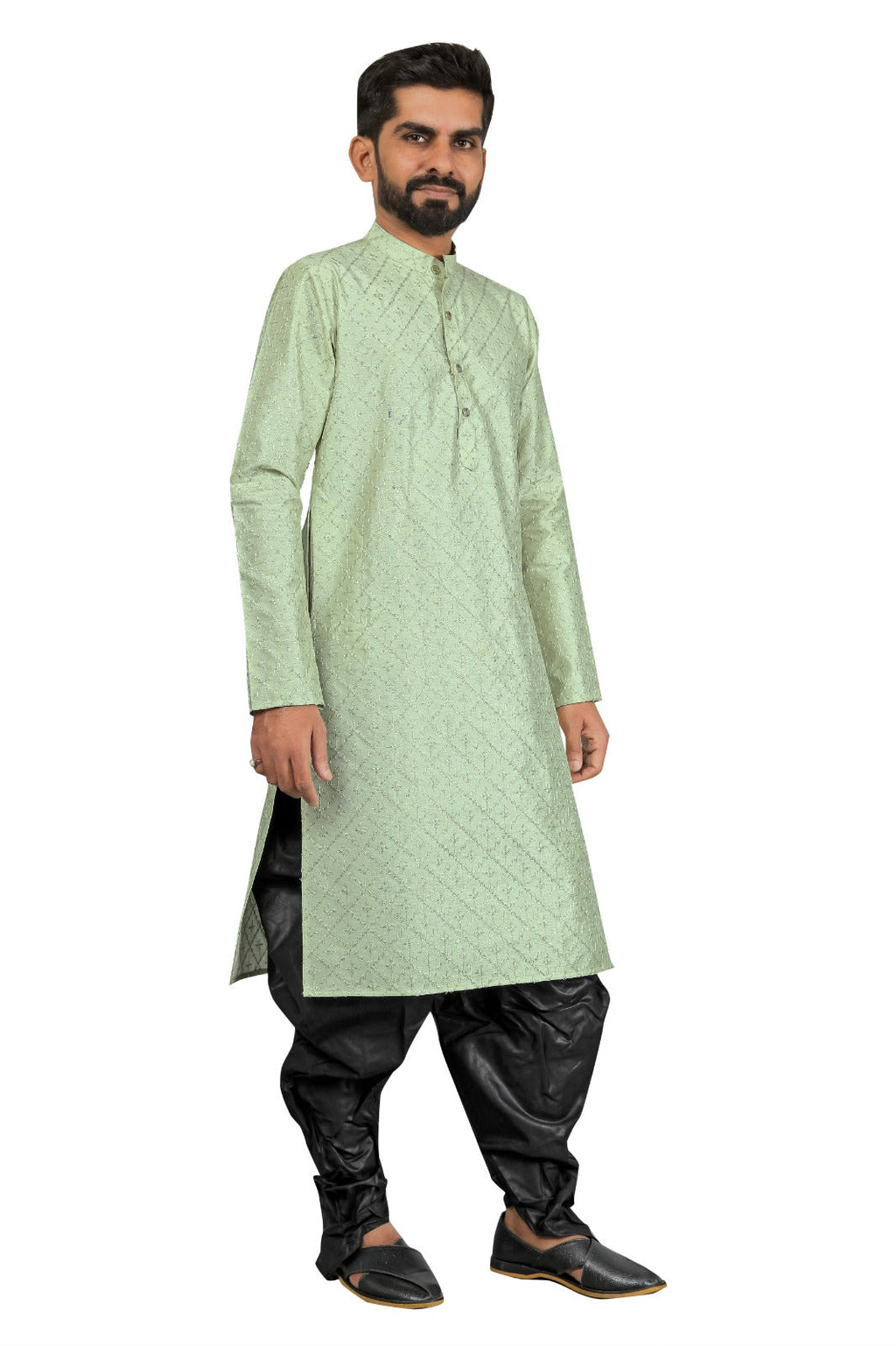 DEIANA'S Fancy Black Dhoti Embroidery kurta Set For Men's (Pista)