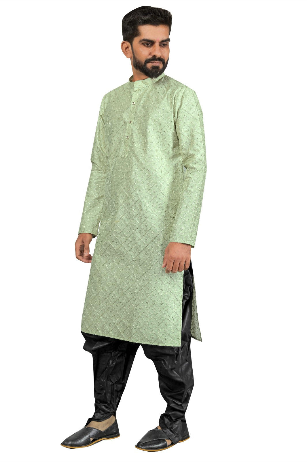 DEIANA'S Fancy Black Dhoti Embroidery kurta Set For Men's (Pista)