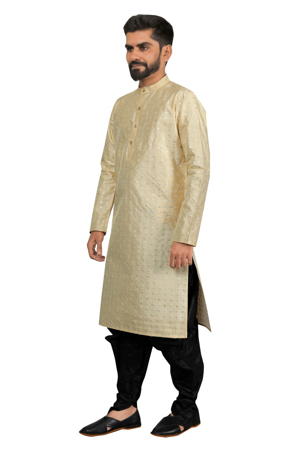 DEIANA'S Fancy Black Dhoti Embroidery kurta Set For Men's (Cream)
