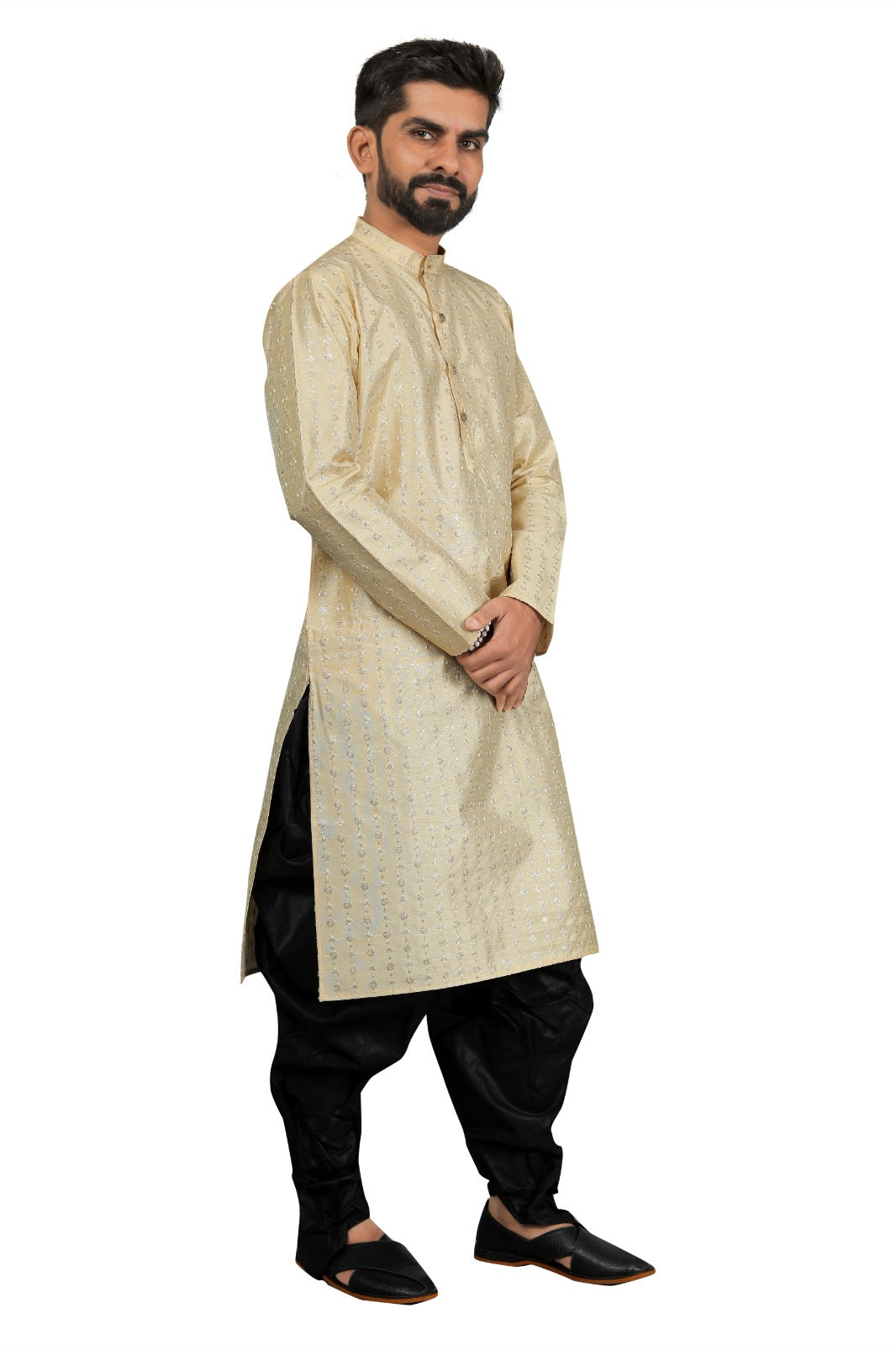 DEIANA'S Fancy Black Dhoti Embroidery kurta Set For Men's (Cream)