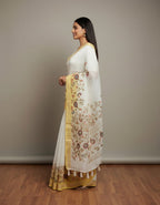 Morchari Mal Chanderi with all over Kantha Hand Work Saree - Distacart