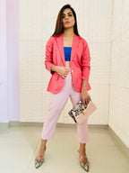 Jompers Women Peach Solid Single-Breasted Smart Casual Blazer - Distacart