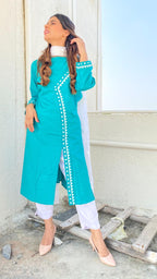 Jompers Women Rama Green Embroidered Straight Kurta - Distacart