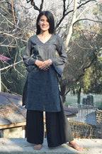 Jompers Women Charcoal Grey & Black Printed Straight Kurta - Distacart