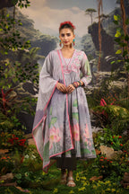 Alia Cut Embroidered & Floral Printed Kurta With Pant & Dupatta Luxury Premium, Multicolor - Hiral Fashion - Distacart