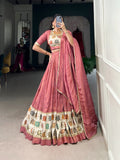 Lorenvalley Peach Premium Pure Shimmer Pure Shimmer Lehenga Choli