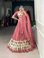 Lorenvalley Peach Premium Pure Shimmer Pure Shimmer Lehenga Choli